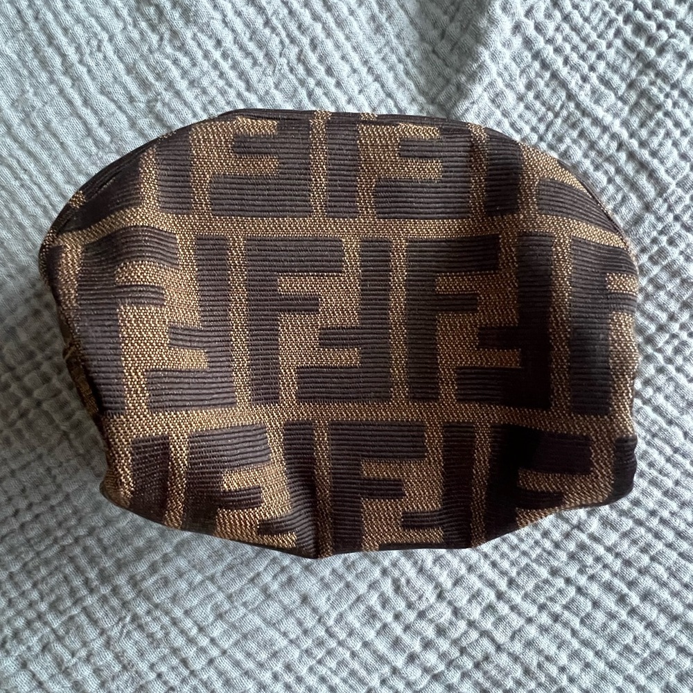 Fendi Zucca Pouch in Brown and Black